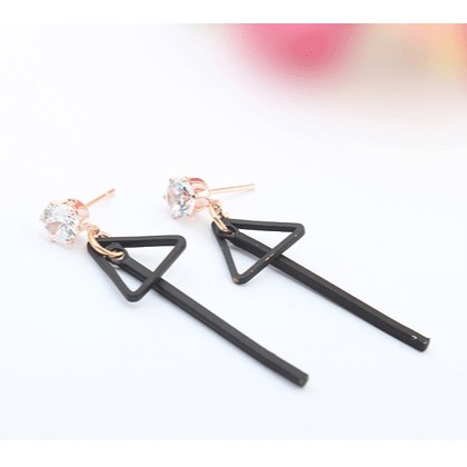 Anting Kotak Hitam Panjang Fashion
