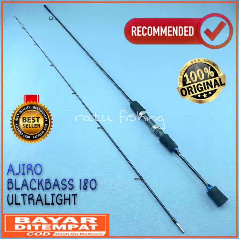 Joran pancing UL ultralight fiber solid lentur ajiro black bass 150 165 180 198 cm grosir