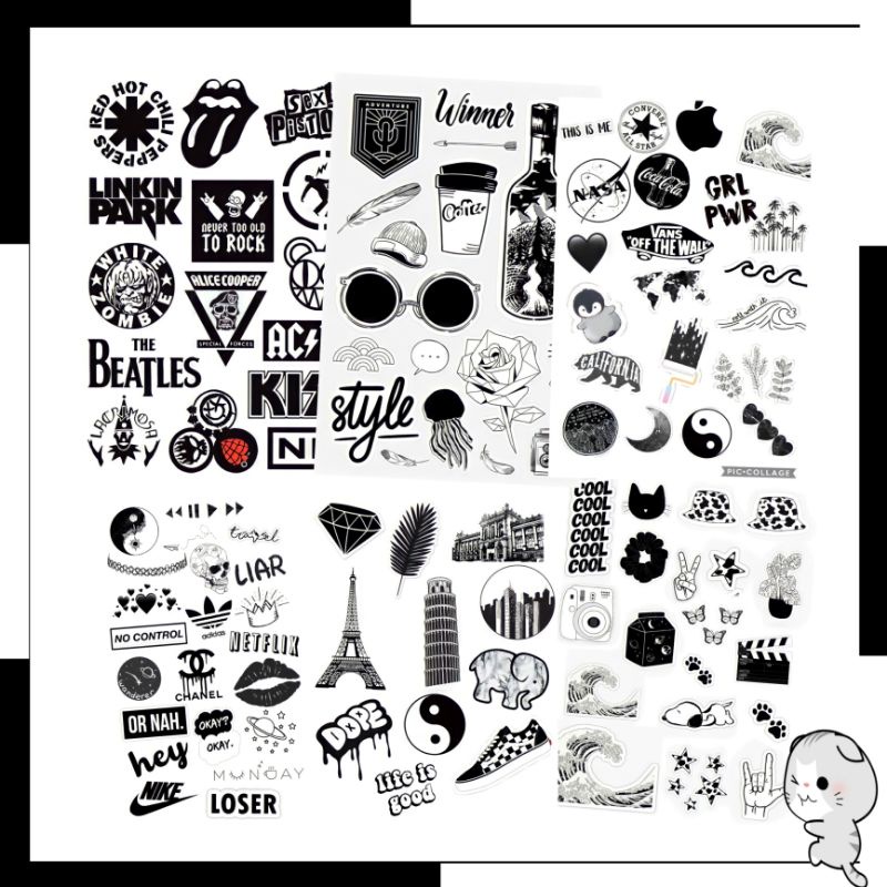 sticker vinyl + laminasi Tumblr / stiker aesthetic / stiker hitam putih / stiker case
