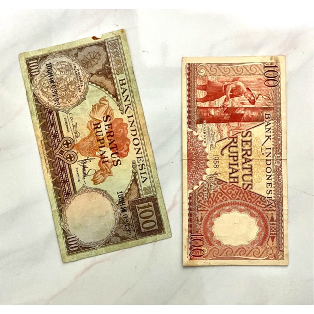 Koleksi Uang Kuno 100 Seri Bunga dan Pekerja (Paket 2 Lembar)