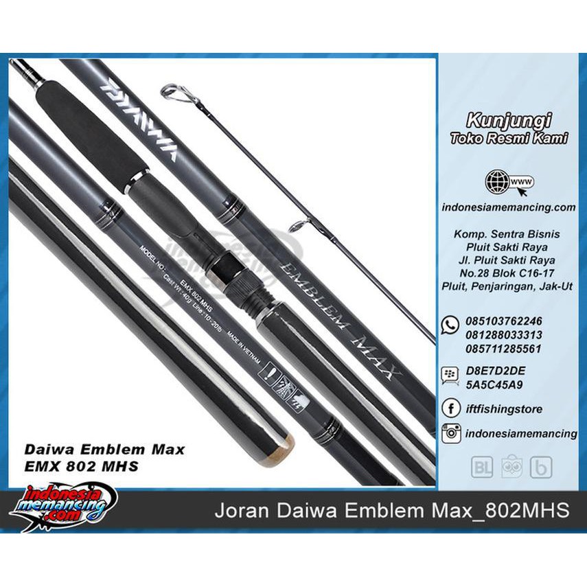 alat pancing mantul habis Joran Mancing DAIWA EMBLEM MAX 802MHS (Panjang 2.40M)