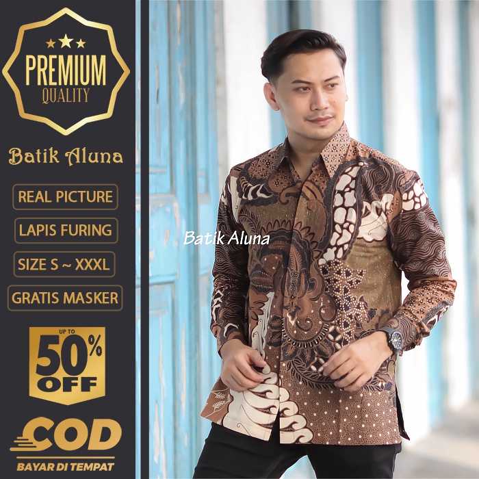 BATIK PRIA LENGAN PANJANG MEWAH PREMIUM ALUNA PRABUSENO SHANGHAI KERIS KEMEJA BATIK ACARA NIKAHAN KE