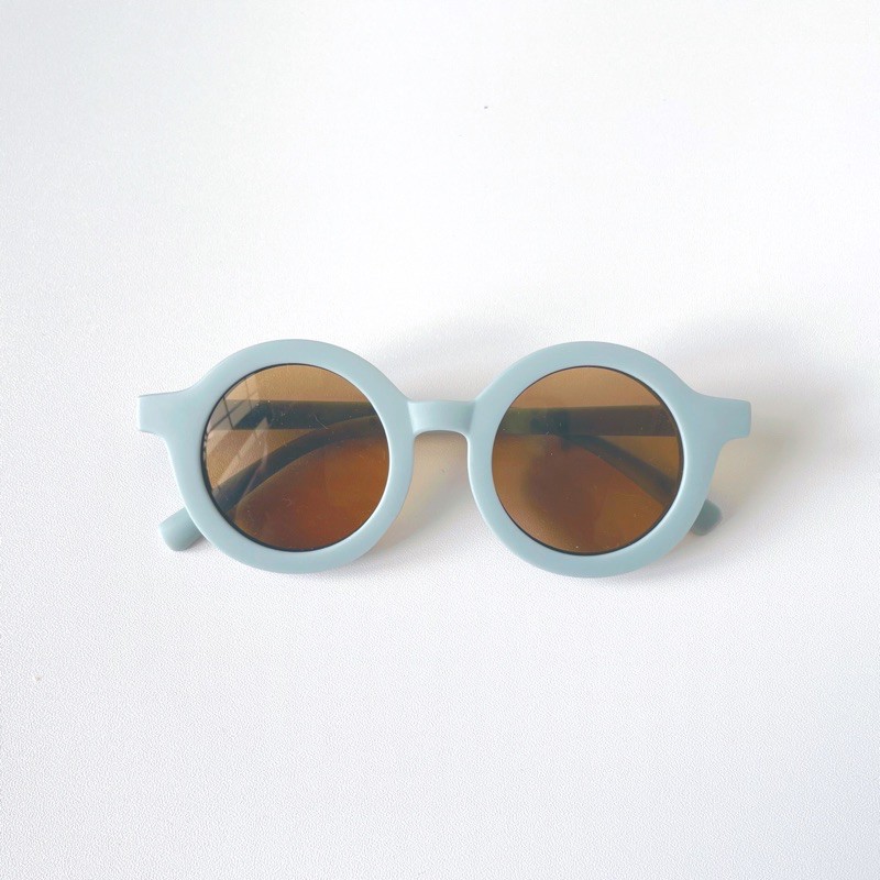 Little Whimsea Retro Sunnies / Kacamata Hitam Anak Unisex bentuk O/Kacamata Anak-Matte Blue