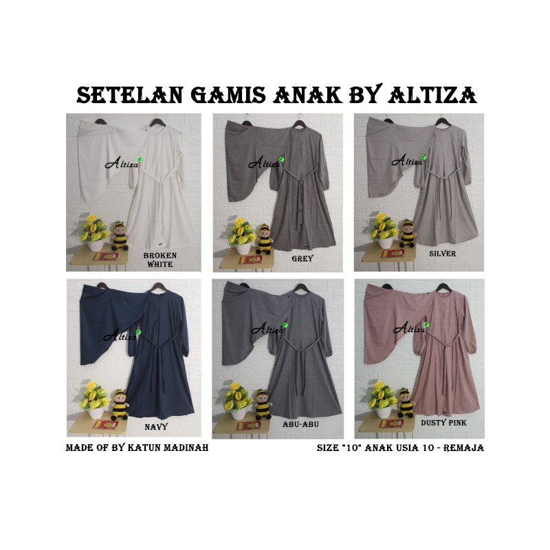 Setelan Gamis Anak 10 Tahun - Remaja (Size 10 ) Katun Madinah by Altiza