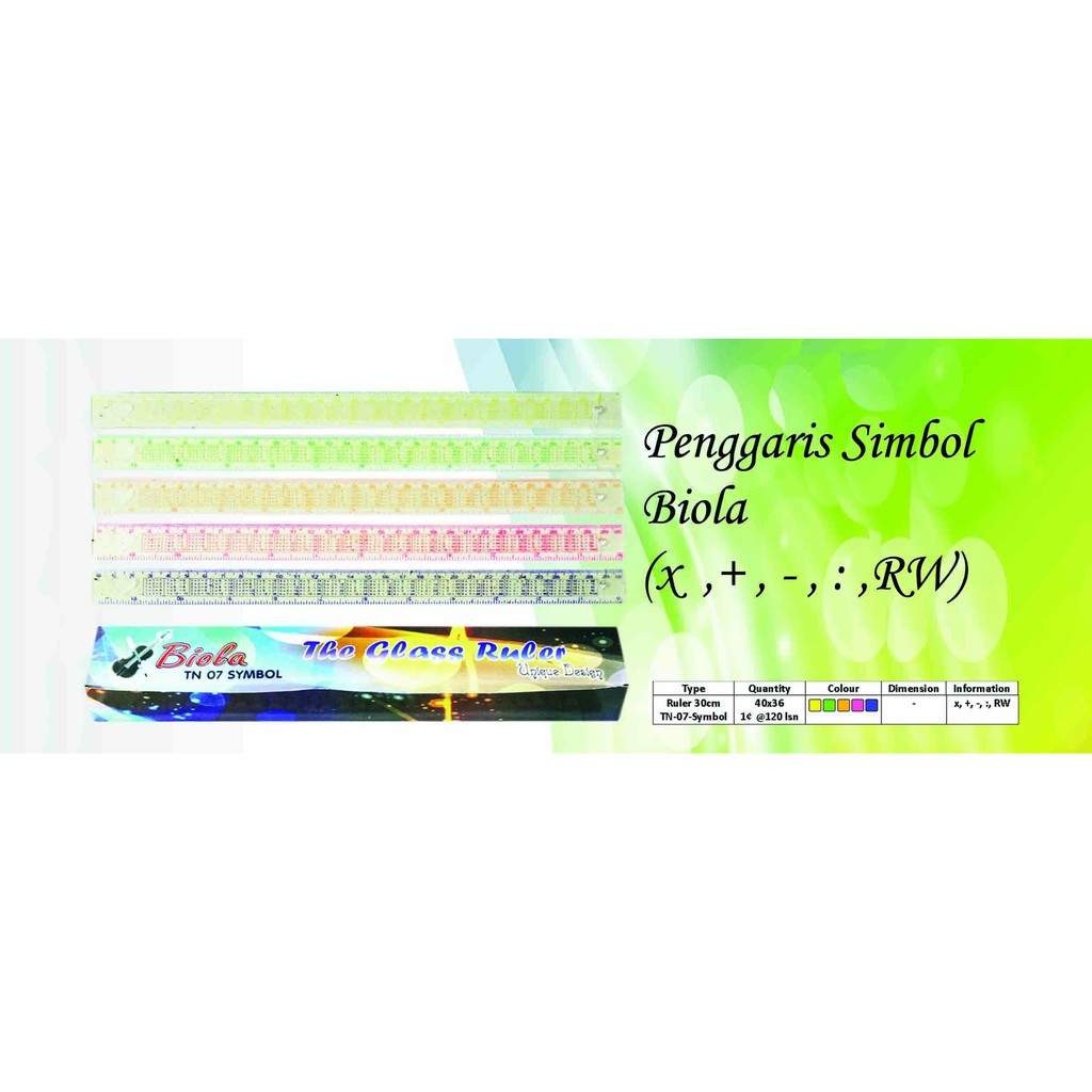 

ILP Penggaris Perkalian BIOLA 30 cm TN-07 / Penggaris Plastik / Ruler