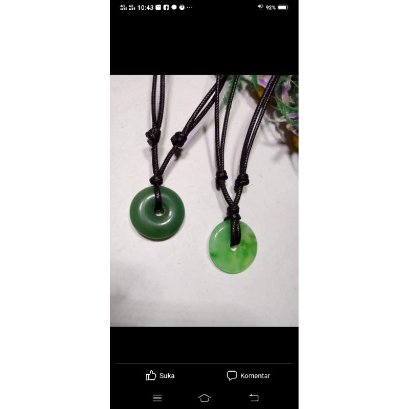 kalung tapi hitam liontin giok