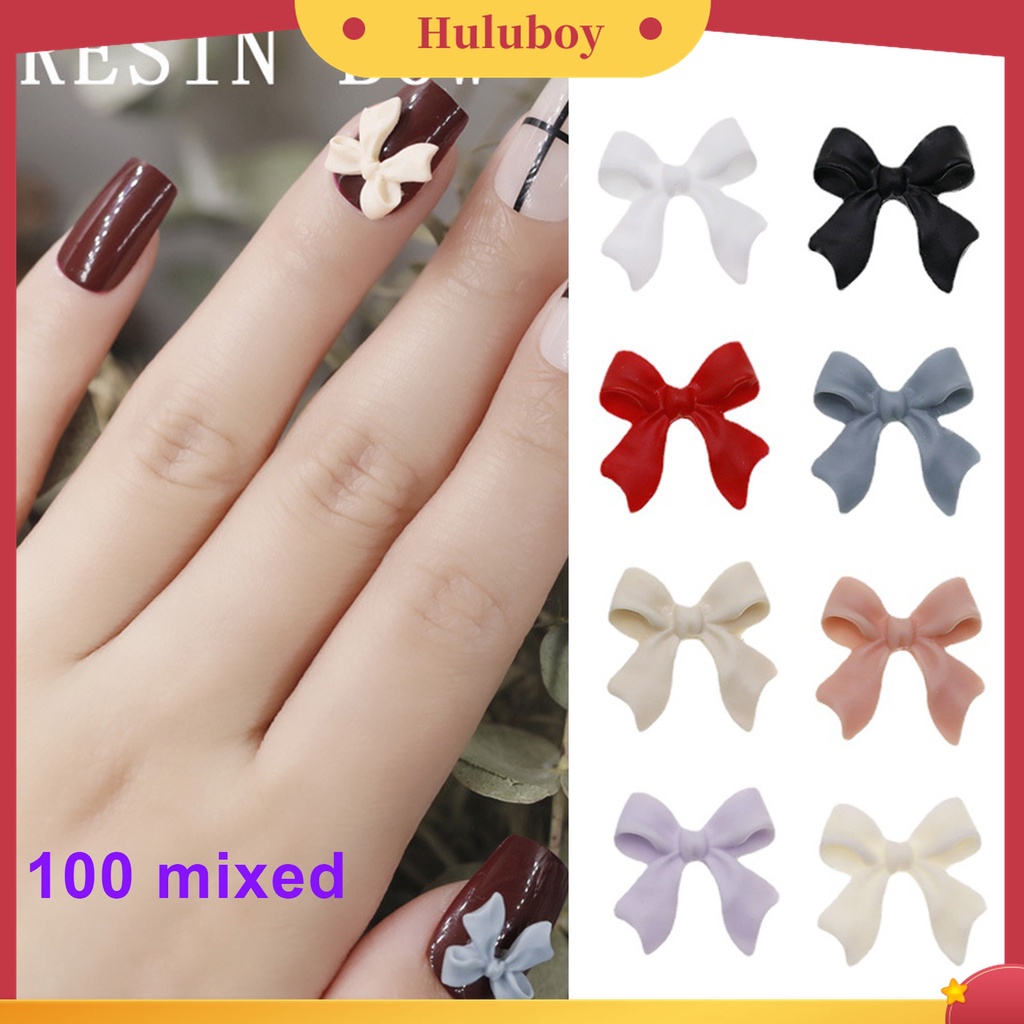 Huluboy Huluboy♡ 100pcs / 1 Pouch Stiker Kuku 3D Multifungsi Aksen Pita Untuk Nail Art