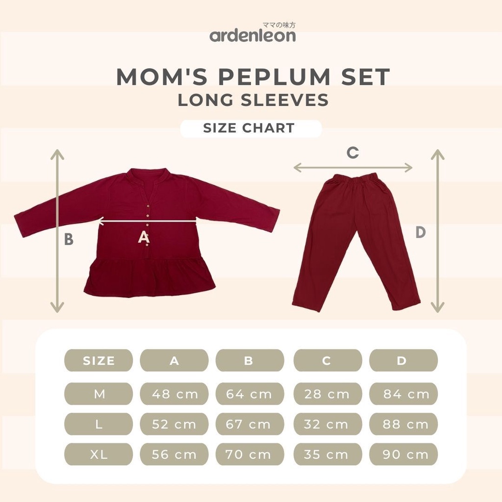 Ardenleon Mom's Peplum Set Long Sleeves (Setelan Dewasa Panjang)