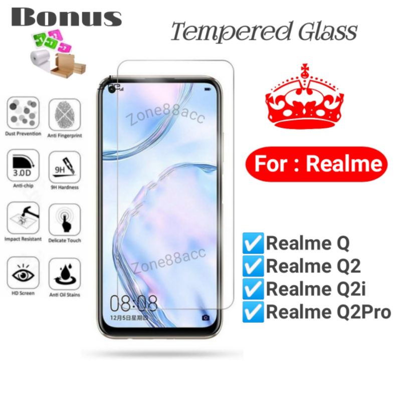 Antigores Tempered glass screen guard Protector Realme Q Q2 Q2i Q2pro i pro TG Bening Antiblue Spy Blue light Full Garskin Lensa Lens Pelindung Layar 9G