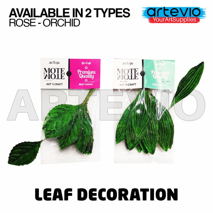 Daun Dekorasi / Daun Plastic / Daun Anggrek / Daun Mawar / Daun Hiasan