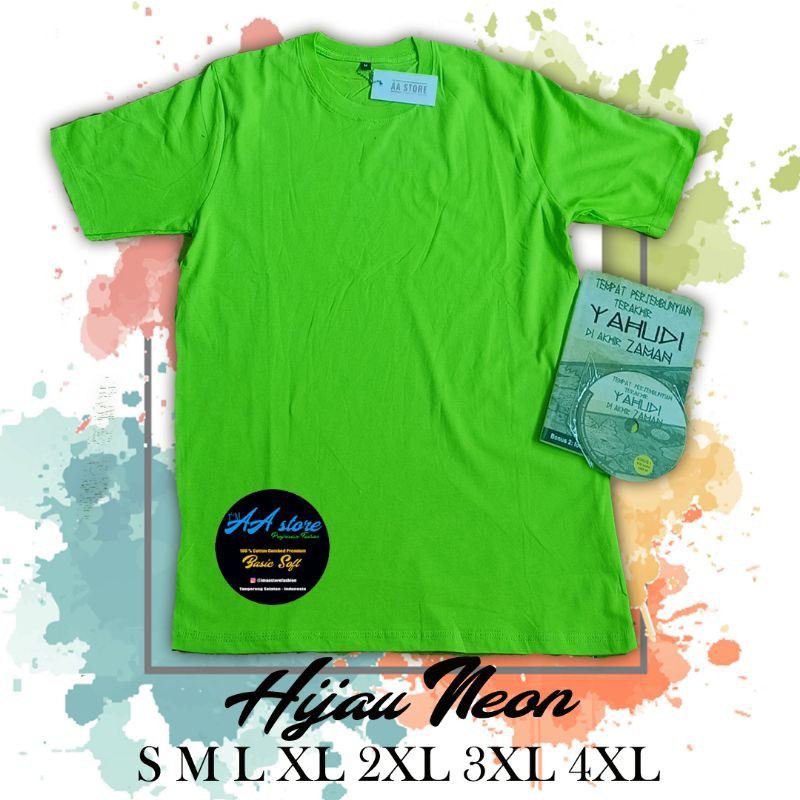 KAOS POLOS COTTON COMBED 30s PRIA WANITA 'HIJAU NEON'