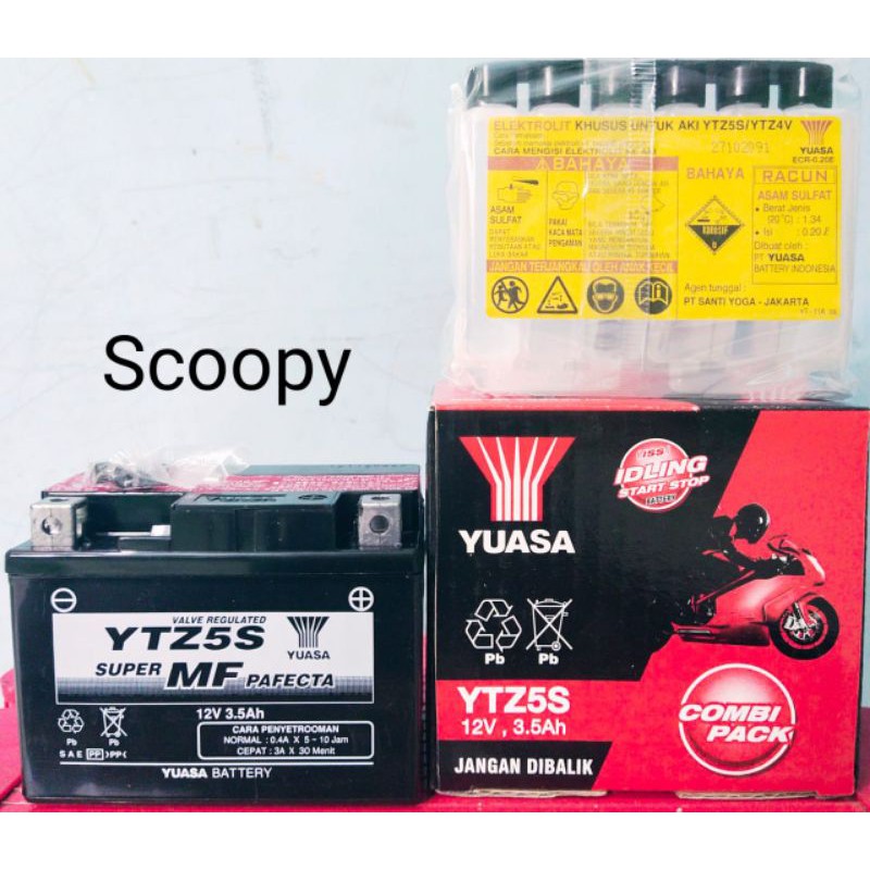 Aki YUASA Type MTZ5S untuk Motor Honda Scoopy