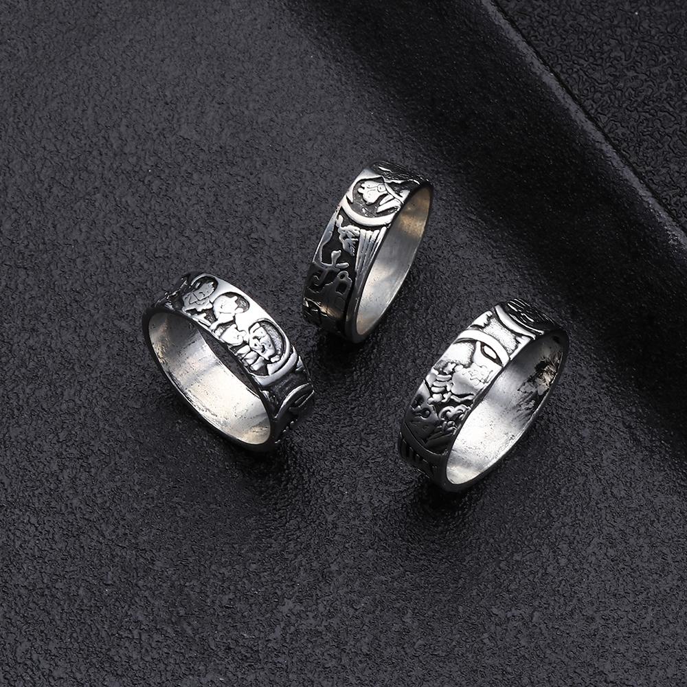 Top Rock Band Rings Aesthetics Hadiah Perhiasan Rock Gothic Retro Hip Hop Vintage Dicat Tangan