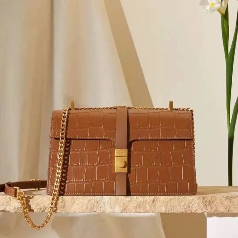 8.8 SALE | PDRO Leather Croc-Effect Shoulder Bag