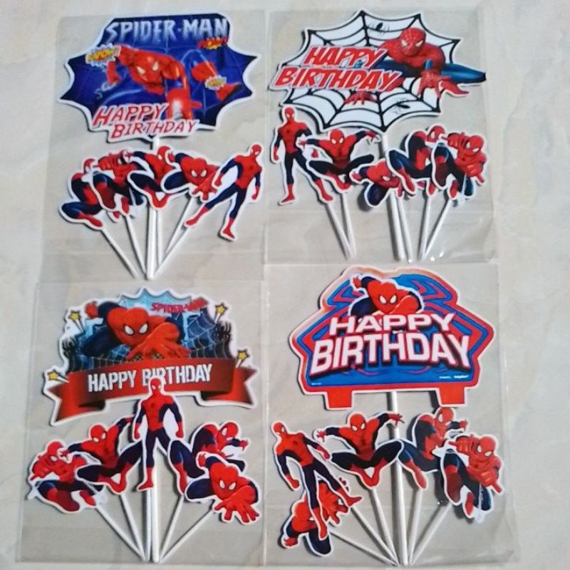 Topper ulang tahun/hiasan kue tart SPIDERMAN