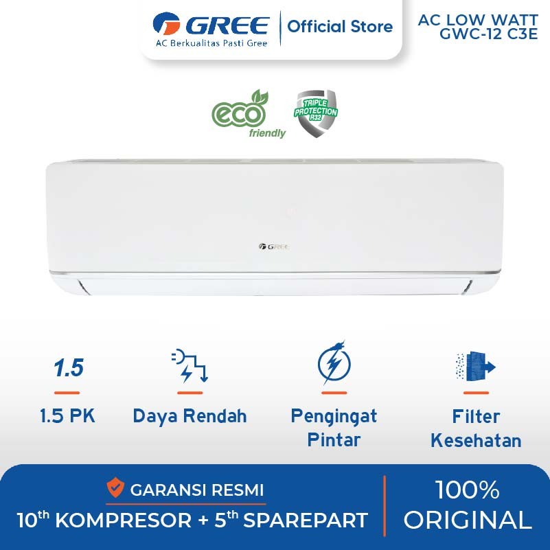 AC GREE GWC12C3E GWC-12C3E 1.5pk Low Watt Garansi Resmi