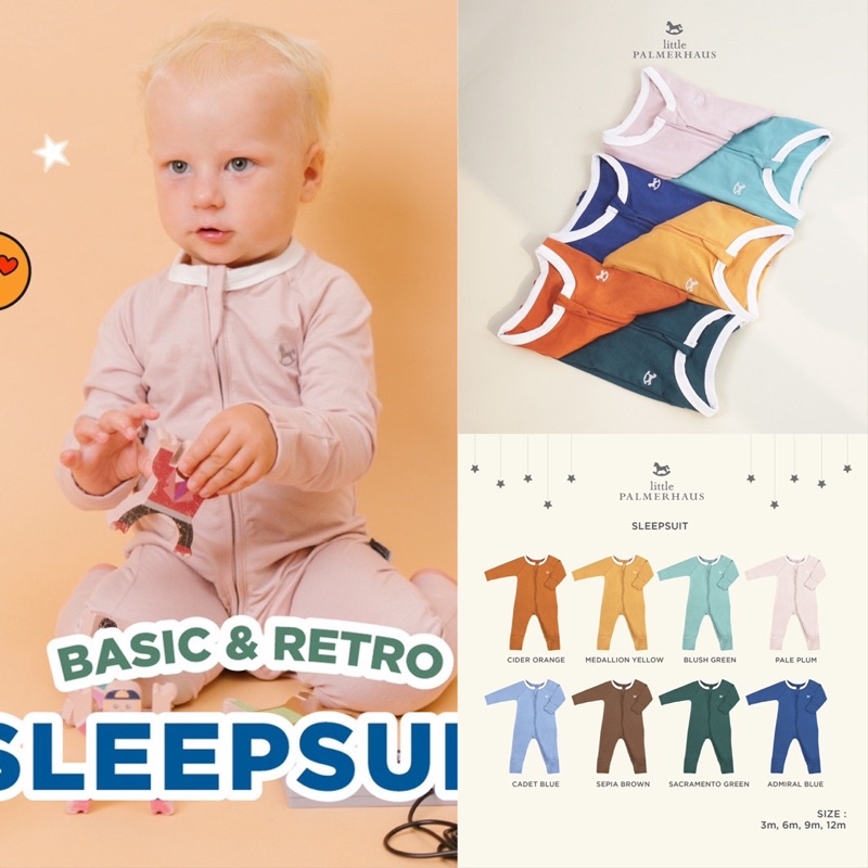 Little Palmerhaus Sleepsuit RETRO / Sleepsuit Zipper Bayi