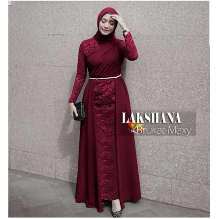 TERLARIS Ashanty Gown baju pesta Brokat Tabur mutiara velvet