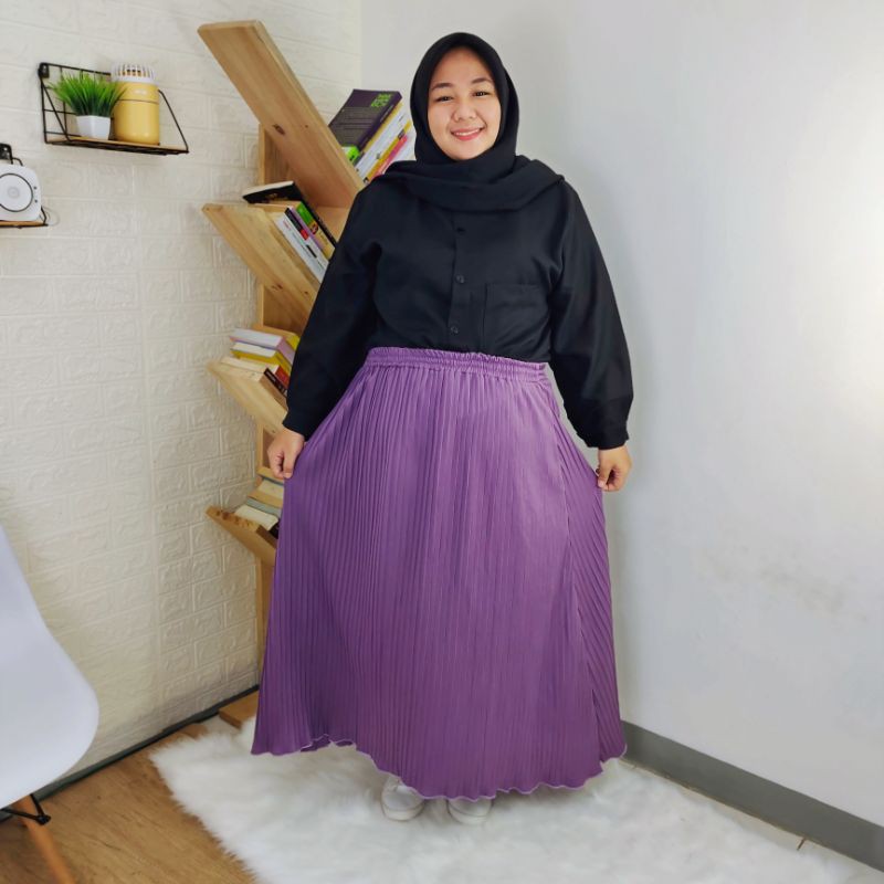 ROK PLISKET JUMBO / BIGSIZE - PREMIUM XXXL 100KG - REMPEL PLEATED FLARE SKIRT MAYUNG