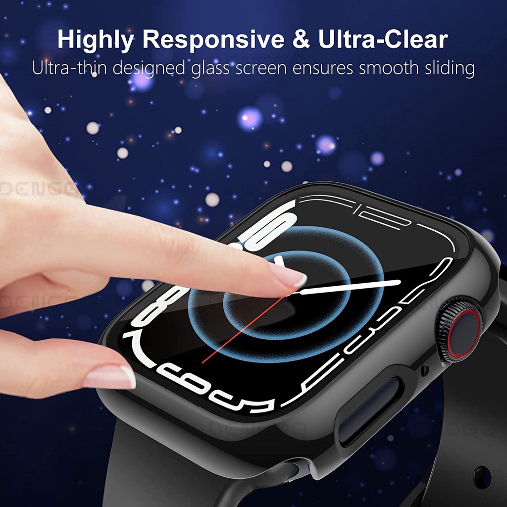 Avv Watch Case 45 /44 /41/40mm Dengan Pelindung Layar HD Tempered Glass Kompatibel Dengan AP Watch SE/8 /7 /6 /5 /4