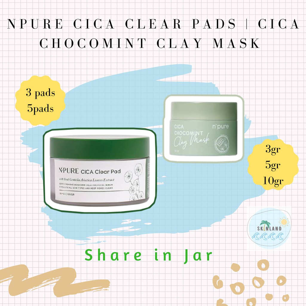 [SHARE IN JAR] NPURE CICA CLEAR PAD | CLAY MASK CENTELLA CHOCOMINT