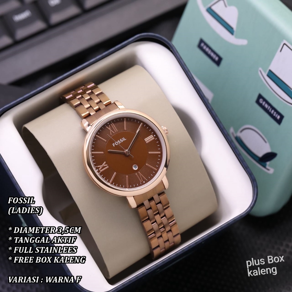 (FREE BOX) JAM TANGAN WANITA FASHION RANTAI BODY BULAT TANGGAL AKTIF