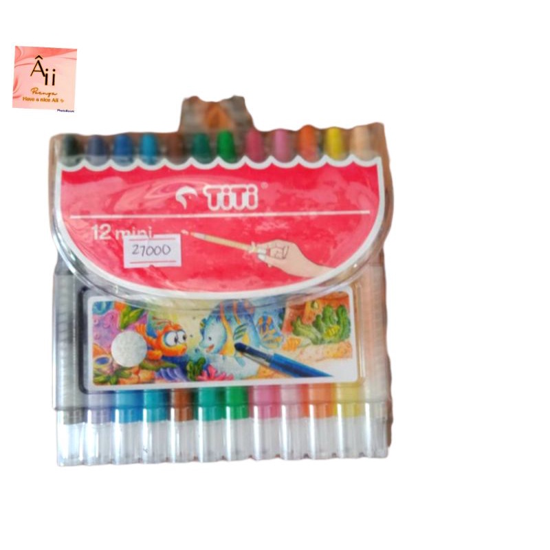 

crayon stick mini titi isi 12 warna bentuk spidol mini