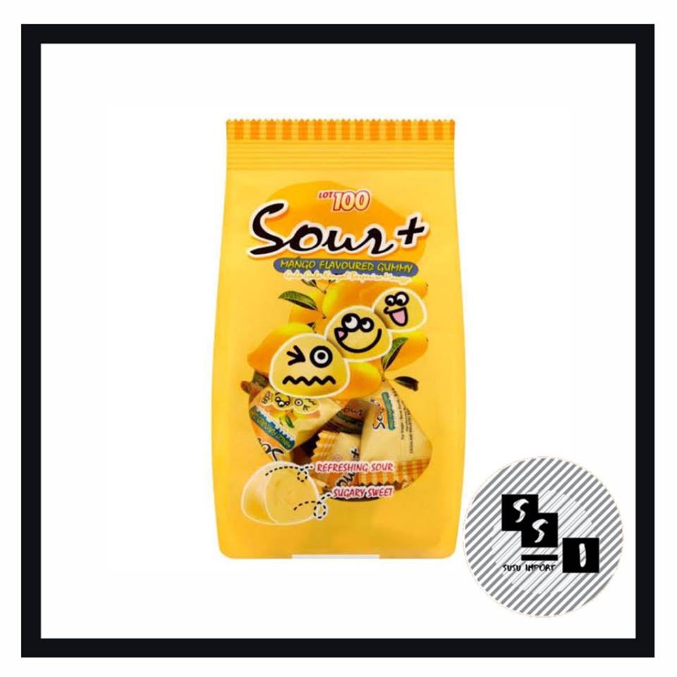 

Permen Asam Lot 100 Sour + Gummy mangga / permen kenyal 25pcs (100gr )
