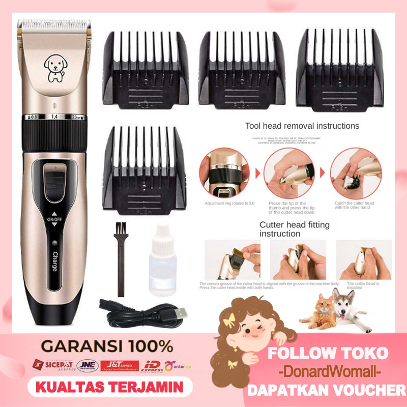 PET CLIPPER Alat Cukur Bulu Hewan Peliharaan Cukuran Anjing Kucingt/Pet Grooming Hair Clipper Kit/ Hair Clipper Cordless Professional Pemotong RambutRechargeable Cat&amp;Dog