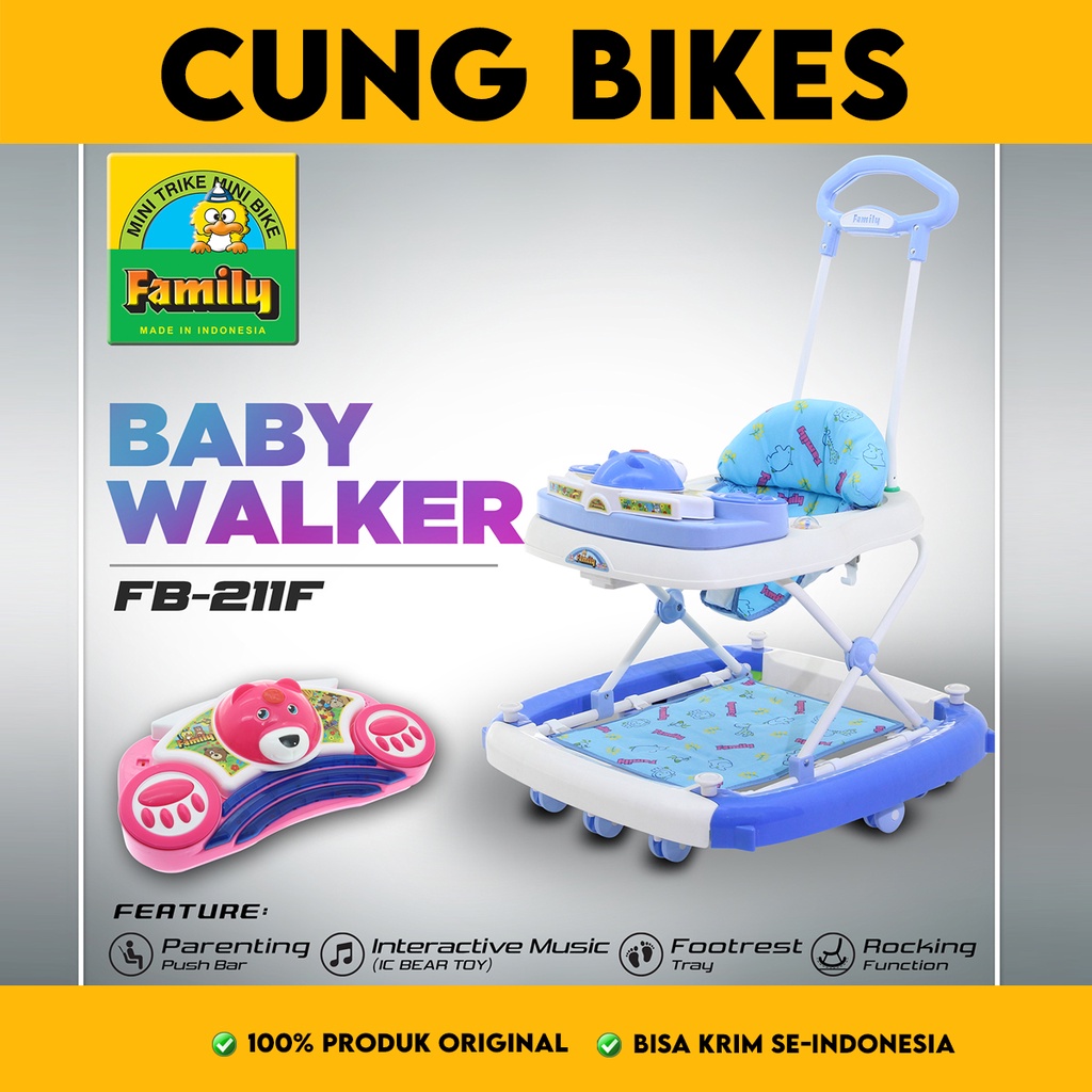 Baby walker Family 211F/ 211C  mainan belajar jalan bayi musik dorong &amp; kuda2an