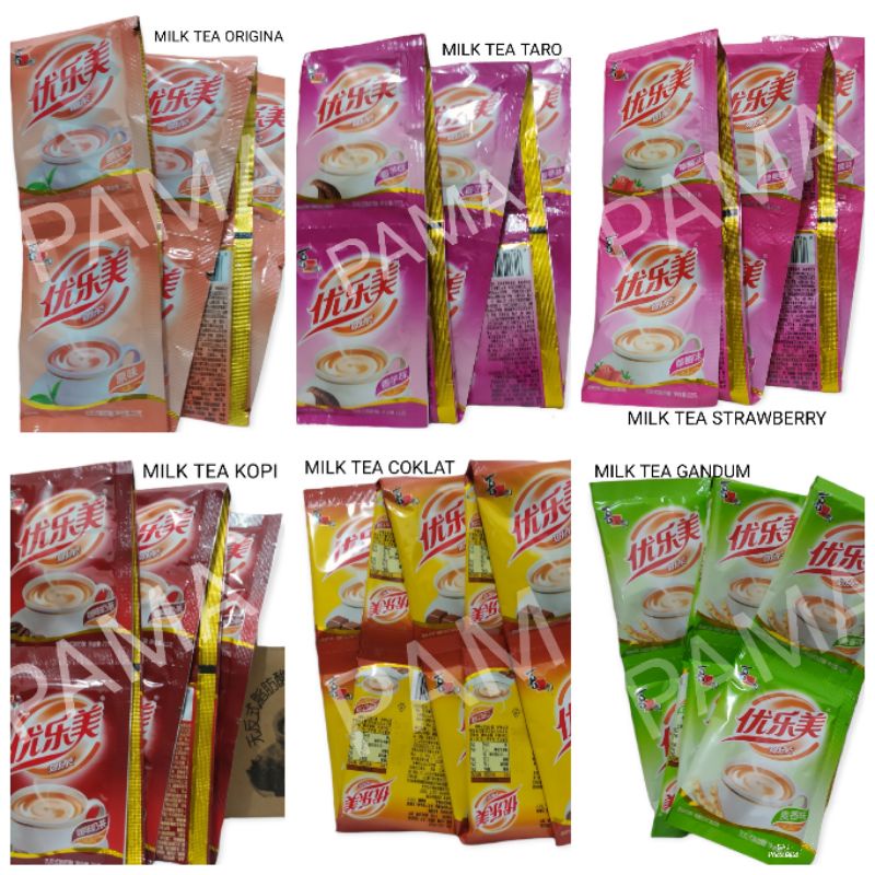 

MILK TEA BUBUK SACHET TEH SUSU IMPORT CHINA YOULEMEI 22 GRAM/SACHET -优乐美奶茶 HARGA PER 10 SACHET