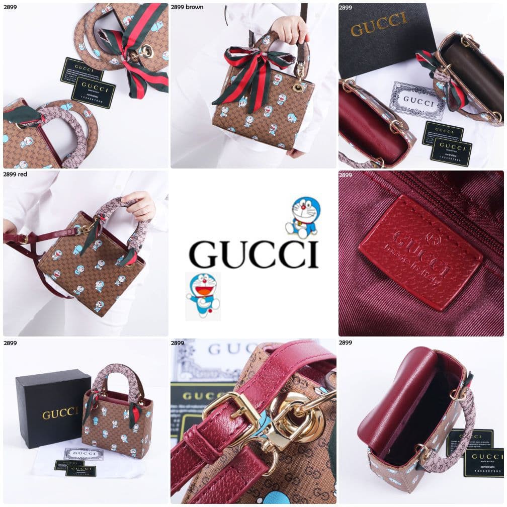 COD ❤️ Tas Wanita GG Gucci X Doraemon Lady Twilly Top handle bag Premium Import Kekinian