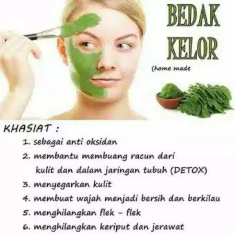 masker daun kelor - moringa masker - masker penghilang flak hitam (50grm) - masker pengilang jerwat