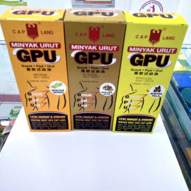 

MINYAK URUT GPU SEREH / PALA / JAHE SEMUA UKURAN