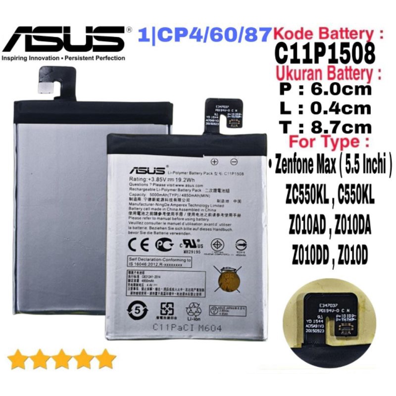 Baterai Original ASUS Zenfone Max C550KL Z010DA Z010DA C550KL C11P1508