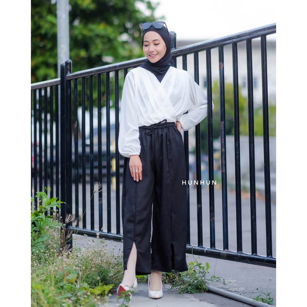 Ivy Pant Pusatgrosir_solo/ Celana Kulot Mosscrepe Polos Premium Termurah Hits Selebgram Kekinian