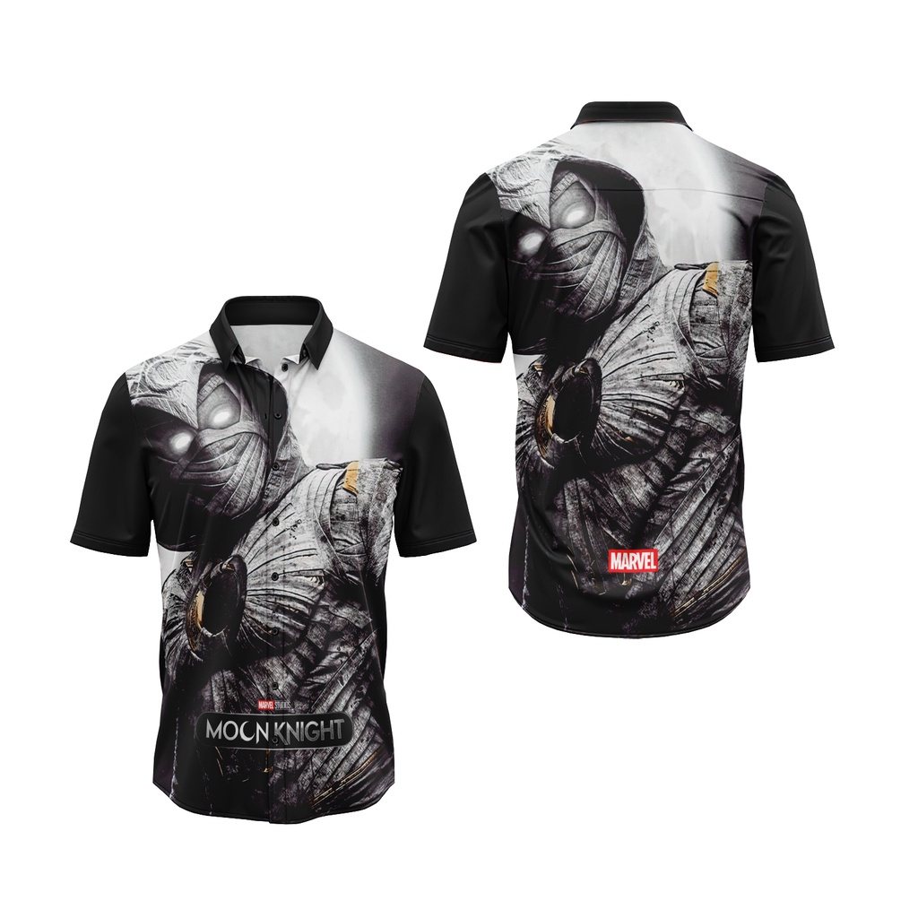 Tinishop - Kemeja Moon Knight Pria | Kemeja Printing Moon Knight | Kemeja Moon Knight Keren