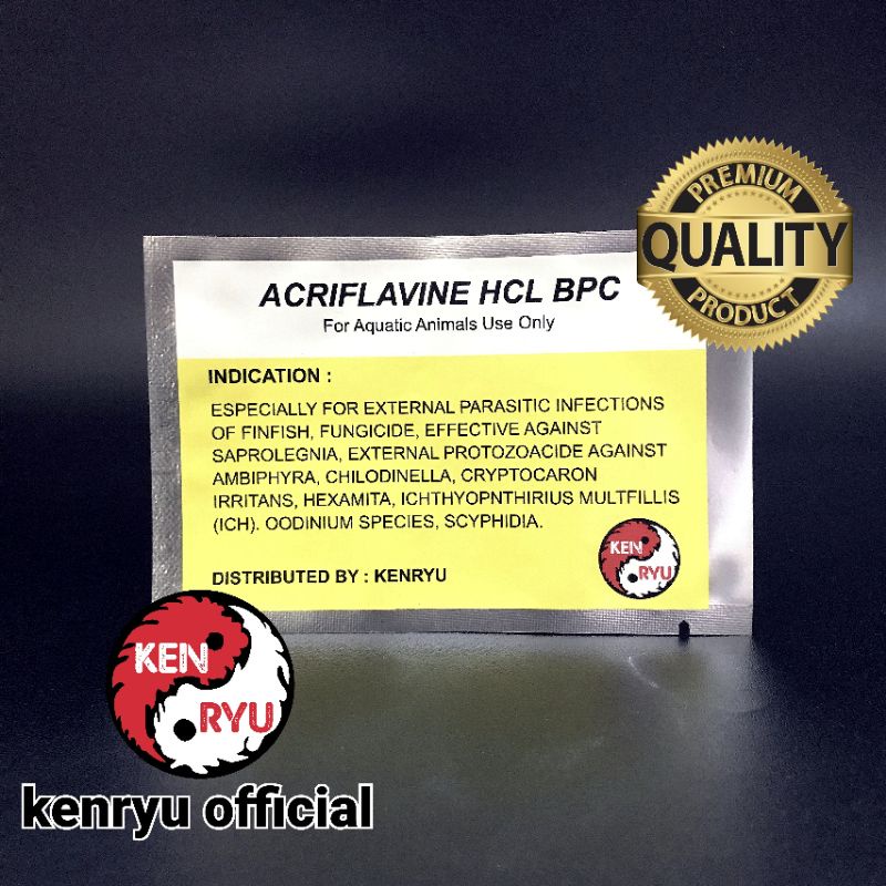 ACRIFLAVINE HCL BPC KENRYU PURE MURNI 50gr obat ikan STRESS LUKA JAMUR PARASIT KARANTINA