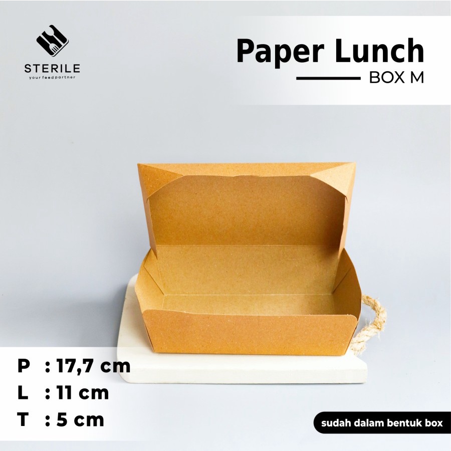 paper lunch box size M bahan ECO kraft foodgrade / paper box coklat