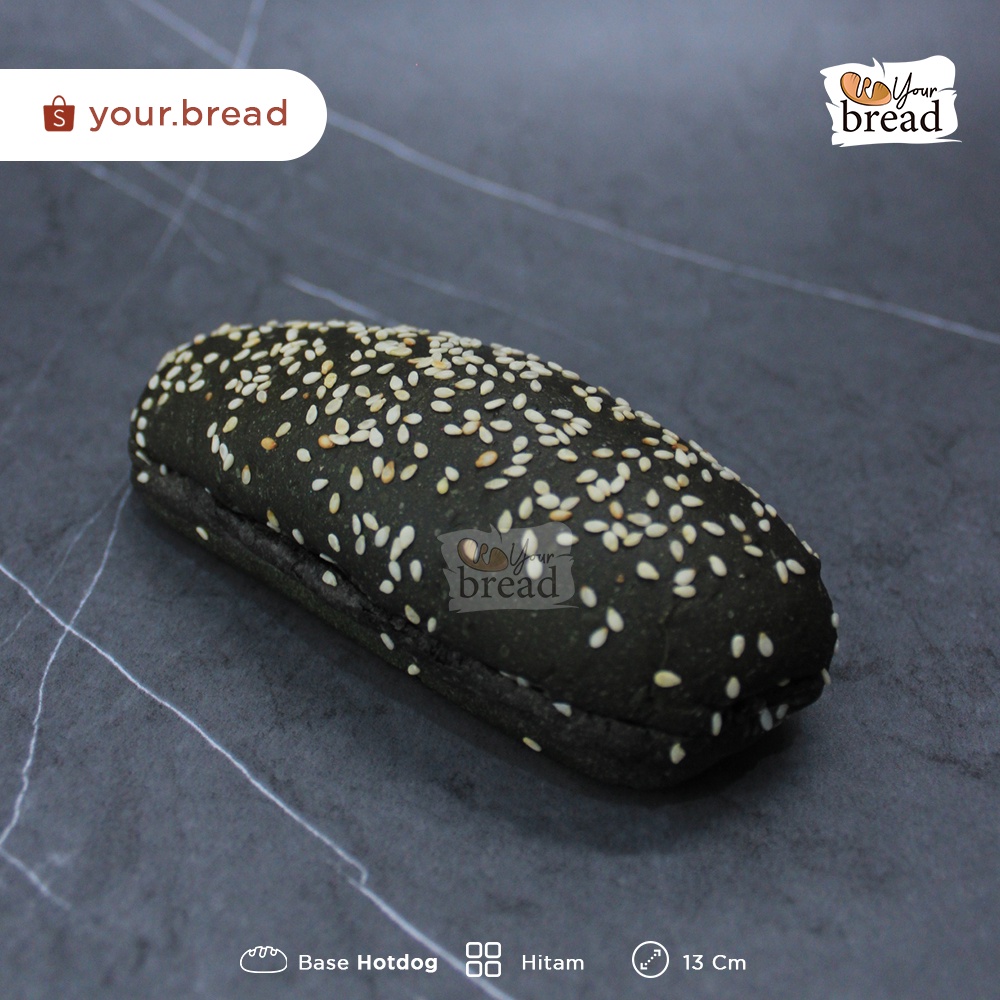 

Roti Hotdog Hitam 13cm | Base Hotdog (Long Burger) 13cm Black