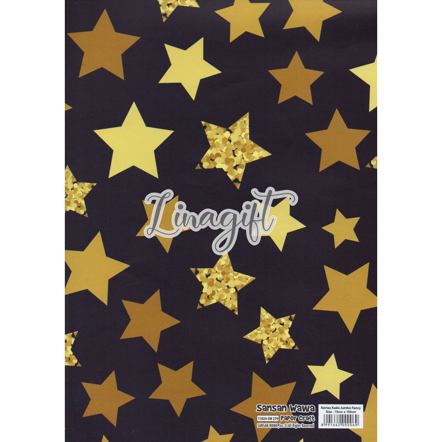 ( 5 Lembar ) JUMBO STARS - KERTAS KADO SANWA - GIFT WRAP PAPER SANSAN WAWA BINTANG VINTAGE UNIVERSAL BABY CLASSIC UNIVERSE CUTE TWINKLE STARS