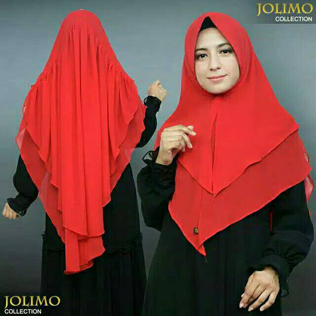Jilbab Khimar Ceruti 2 Layer Kerut Belakang