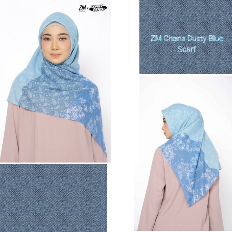 ZM x Geprek bensu Chana Dusty Blue Scarf