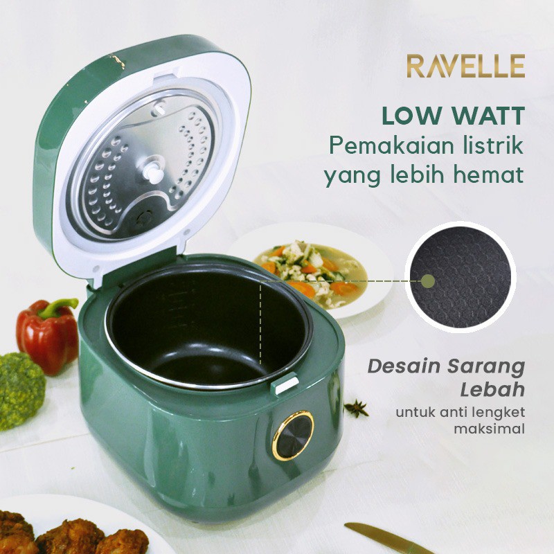 Ravelle Smart Digital Rice Cooker Low Carbo Low Sugar 3L - Pearl White