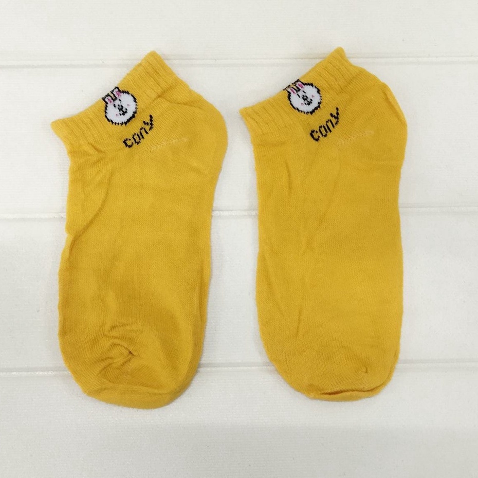 INDOMINI Kaos Kaki Ankle Beruang Kaos Kaki Pendek Semata Kaki Motif Brown Line Unisex R109-KELINCI KUNING