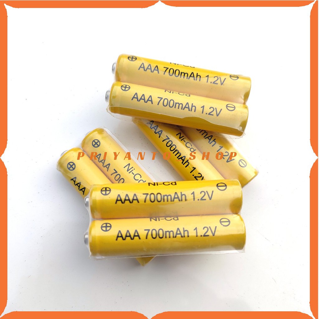 Baterai Cas Ni-cd AAA 700mAh AAA 1.2V Batrei Charger Batre Cas 2PCS