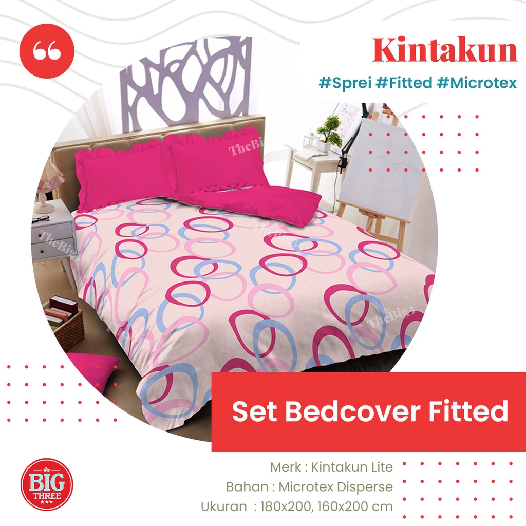 Kintakun Lite Bedcover + Sprei 180x200 / 160x200 motif Amarilis Aruna Belina Devina Traccia Sunsprite Renata Leila Irmadel Riana Twisty Hibiscus Moss Phlox Gardena -  King Queen 180 160 BC Flat Set Fitted TBT