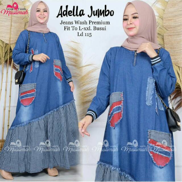 Baju Gamis jens adella jumbo ld 115 light