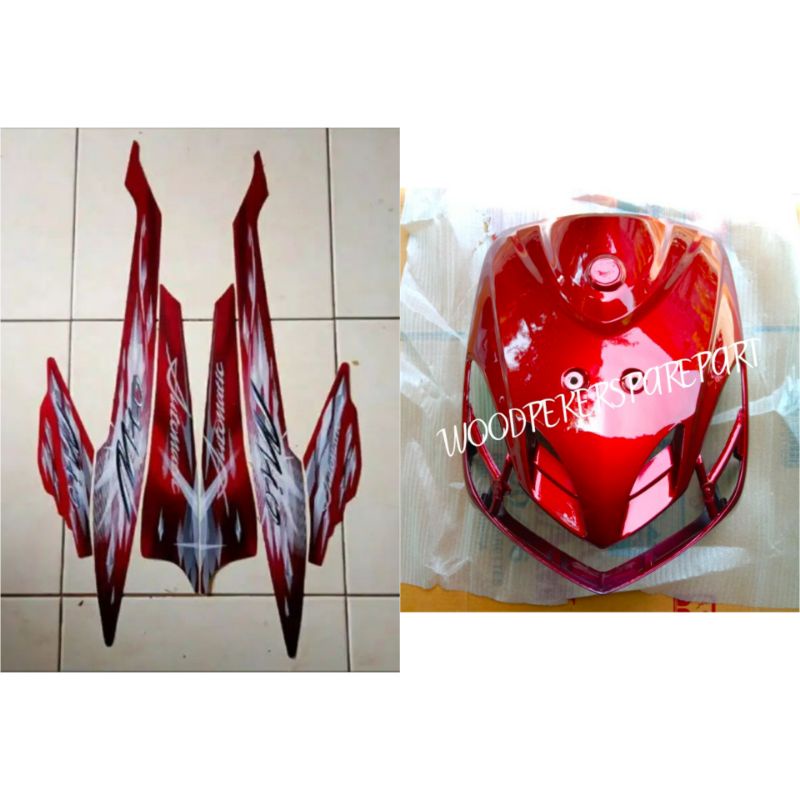 TAMENG DEPAN YAMAHA MIO SMILE MERAH MAROON+STRIPING 2009