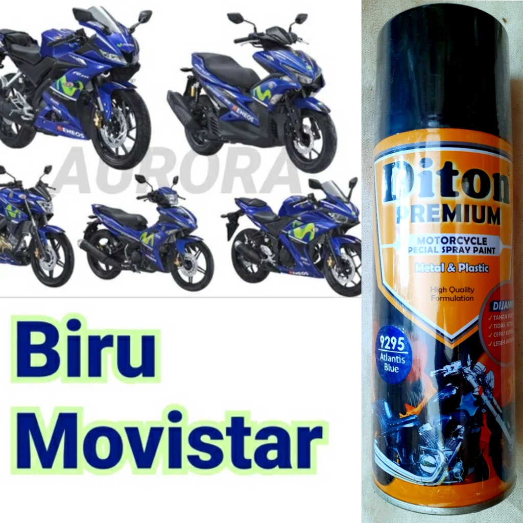 Pilox Diton Premium Atlantis Blue 9295 Biru Yamaha Movistar Metallic Metalik Cat Mobil Motor 400ml